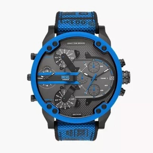 Diesel Mr. Daddy 2.0 Chronograph Blue Nylon and Silicone Watch - DZ7434 - Picture 1 of 3